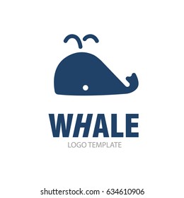 Linear stylized drawing of whale - for icon or sign template
