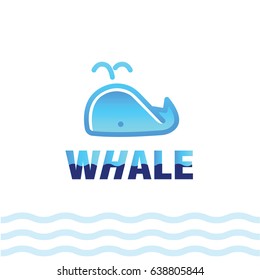 Linear stylized drawing of whale - for icon or sign template