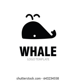 Linear stylized drawing of whale - for icon or sign template