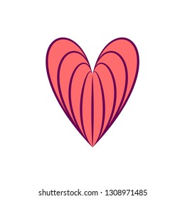 Linear stylized heart icon isolated on white background. Design element for Valentine day, decoration. For valentine and wedding cards, invitations, web and interior design. Vector illustration.