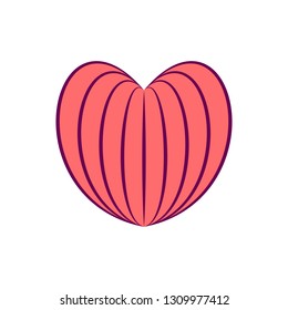 Linear stylized heart icon isolated on white background. Design element for Valentine day, decoration. For valentine and wedding cards, invitations, web and interior design. Vector illustration.