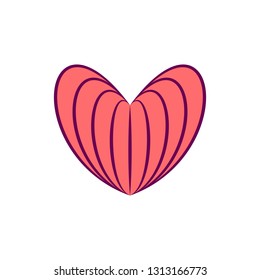 Linear stylized heart icon isolated on white background. Design element for Valentine day, decoration. For valentine and wedding cards, invitations, web and interior design. Vector illustration.