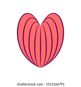 Linear stylized heart icon isolated on white background. Design element for Valentine day, decoration. For valentine and wedding cards, invitations, web and interior design. Vector illustration.