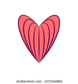 Linear stylized heart icon isolated on white background. Design element for Valentine day, decoration. For valentine and wedding cards, invitations, web and interior design. Vector illustration.