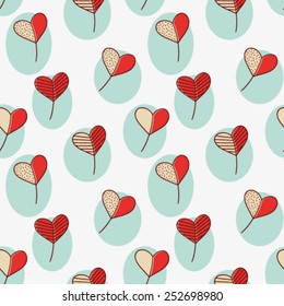 linear stylized hearts seamless pattern, vector holiday design background, saint valentine day