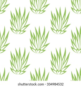 Linear succulent bush seamless pattern on white background. Vector illustration.