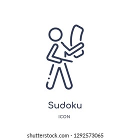 Linear sudoku icon from Free time outline collection. Thin line sudoku icon vector isolated on white background. sudoku trendy illustration