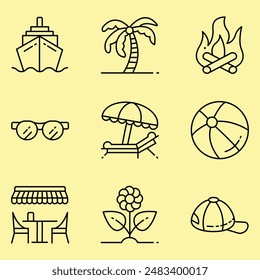 LINEAR SUMMER HOLIDAY ICON SET