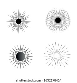 Linear sun rays painted in vintage style