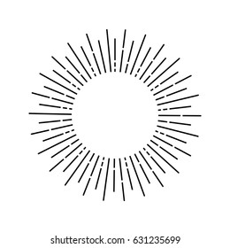 Linear sun rays painted in vintage style