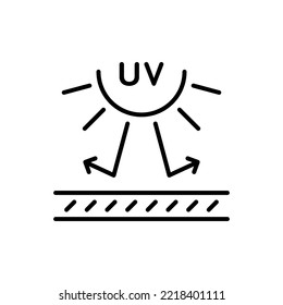 linear sunscreen material sign. concept of uv protection, sun protective surface, sunblock from sunshine and solar burn. isolated icon for print. pictogram outline design on white background