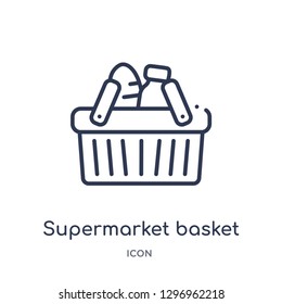 Linear supermarket basket icon from Commerce outline collection. Thin line supermarket basket icon isolated on white background. supermarket basket trendy illustration