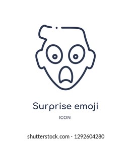 Linear surprise emoji icon from Emoji outline collection. Thin line surprise emoji icon vector isolated on white background. surprise emoji trendy illustration
