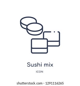 Linear sushi mix icon from Bistro and restaurant outline collection. Thin line sushi mix vector isolated on white background. sushi mix trendy illustration