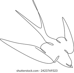 Linear swallow design. Continuous drawing of birds