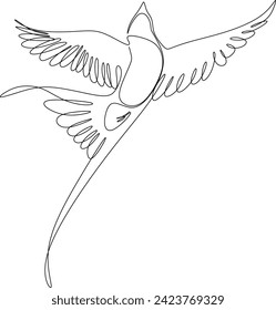 Linear swallow design. Continuous drawing of birds