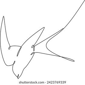 Linear swallow design. Continuous drawing of birds