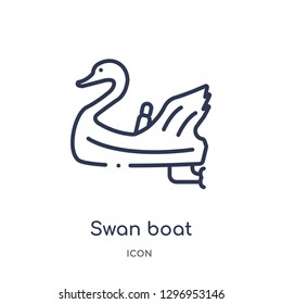 Linear swan boat icon from Entertainment outline collection. Thin line swan boat icon isolated on white background. swan boat trendy illustration