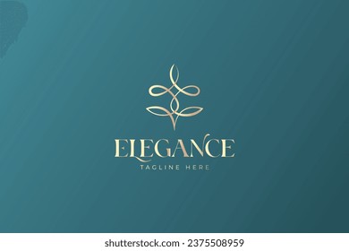 Linear Swirl Elegance Gold Premium Logo Branding for Fashion Beauty Jewelry Hotel Event Organizer