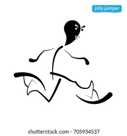 Linear symbol of a running person in jumping boots. Powerbocking.