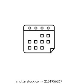 Icono de recordatorio de calendario de tabla lineal aislado en fondo blanco