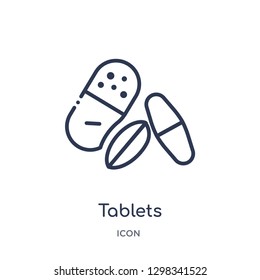 Linear tablets icon from Medical outline collection. Thin line tablets icon isolated on white background. tablets trendy illustration