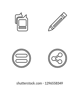 Linear Tag, Equal, Writing, Share Vector Illustration Of 4 outline Icons. Editable Pack Of Tag, Equal, Writing, Share