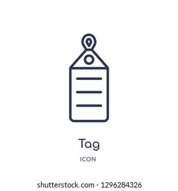 Linear tag icon from Delivery and logistic outline collection. Thin line tag icon vector isolated on white background. tag trendy illustration