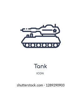 Linear tank icon from Army and war outline collection. Thin line tank vector isolated on white background. tank trendy illustration