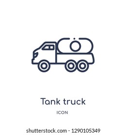 Linear tank truck icon from Construction outline collection. Thin line tank truck vector isolated on white background. tank truck trendy illustration
