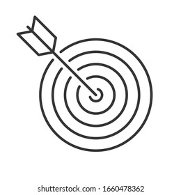 Destino lineal con flecha. Destino de línea negra. Icono de vector lineal delgado