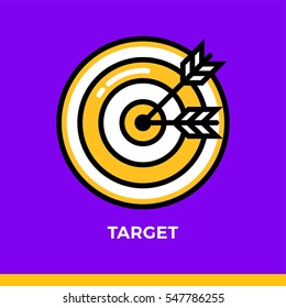 Linear target icon. Pictogram in outline style. Vector modern flat design element for mobile application and web design 