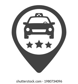 Linear Taxi Or Delivery Driver Rating Icon Vector Illustration. Monochrome Simple Courier Or Transport Express Service In Pin Isolated On White. Symbol For Online Assessment And Feedback Of Work