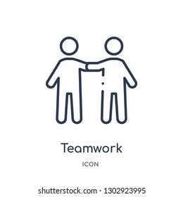 Linear teamwork icon from Human resources outline collection. Thin line teamwork icon isolated on white background. teamwork trendy illustration