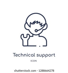 Linear Technical Support Icon From Artifical Intelligence Outline Collection. Thin Line Technical Support Vector Isolated On White Background. Technical Support Trendy Illustration