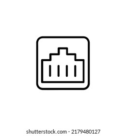 Linear telephone cable port icon isolated on white background