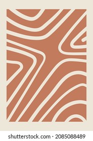 Linear template with abstract shapes in nude colors. Pastel background in minimalist style. Contemporary vector Illustration