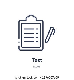 Linear test icon from Customer service outline collection. Thin line test icon vector isolated on white background. test trendy illustration