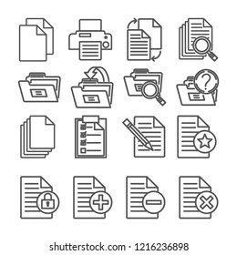 Linear text document icons. Vector graphics
