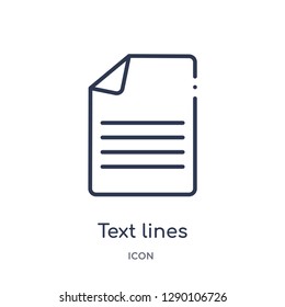 Linear text lines icon from Comunation outline collection. Thin line text lines vector isolated on white background. text lines trendy illustration