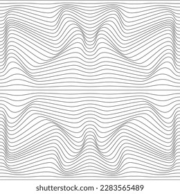  Linear texture. Abstract relief background with optical illusion of distortion. Vector illustration.