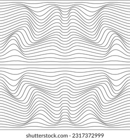  Linear texture. Abstract relief background with optical illusion of distortion. Vector illustration.