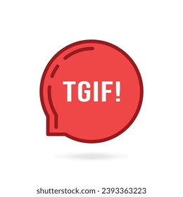 linear tgif speech bubble logo on white. concept of badge for messaging or sms and thanks god it is friday evening. flat style trend modern red logotype graphic art design isolated on white