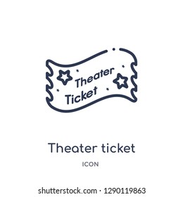 Linear theater ticket icon from Cinema outline collection. Thin line theater ticket vector isolated on white background. theater ticket trendy illustration