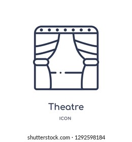 Linear theatre icon from Entertainment and arcade outline collection. Thin line theatre icon vector isolated on white background. theatre trendy illustration