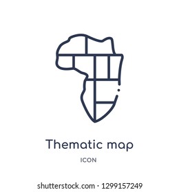 Linear thematic map icon from Maps and locations outline collection. Thin line thematic map icon isolated on white background. thematic map trendy illustration