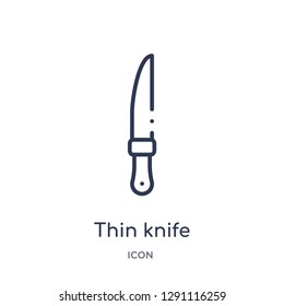 Linear thin knife icon from Bistro and restaurant outline collection. Thin line thin knife vector isolated on white background. thin knife trendy illustration