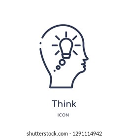 Linear think icon from Brain process outline collection. Thin line think vector isolated on white background. think trendy illustration