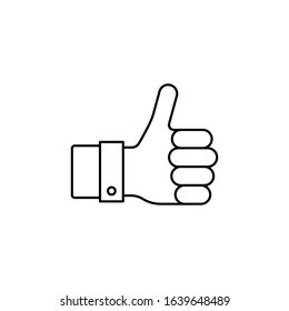 linear thumb up hand icon. concept of success, ok, all right, good assessment, excellent team work. used for app, websites, element of blog design. black simple sign isolated on white background