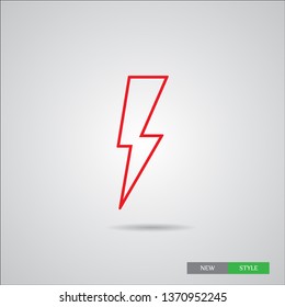 Linear thunder and lightning icon in trendy design style. Vector graphic illustration. Sign of charging and energy.